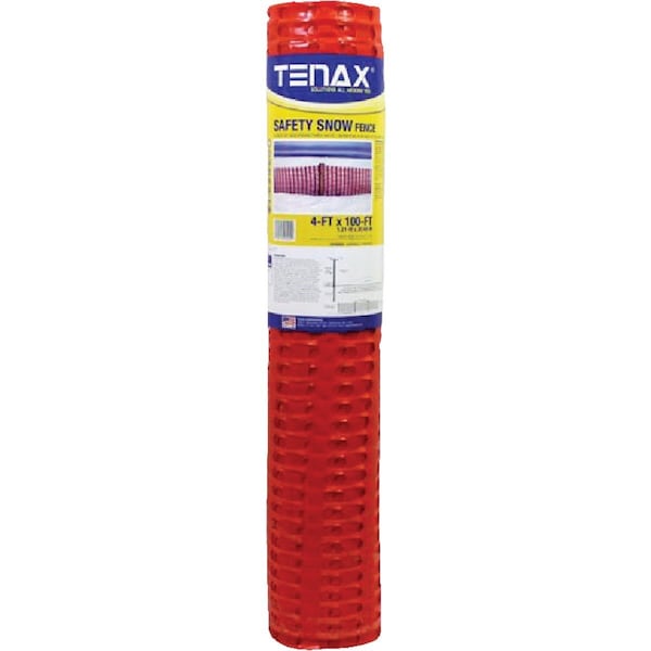 Tenax Saf-T-Sno 4 Ft. H. x 100 Ft. L. Polyethylene Snow Safety Fence, Orange 90600104 - main